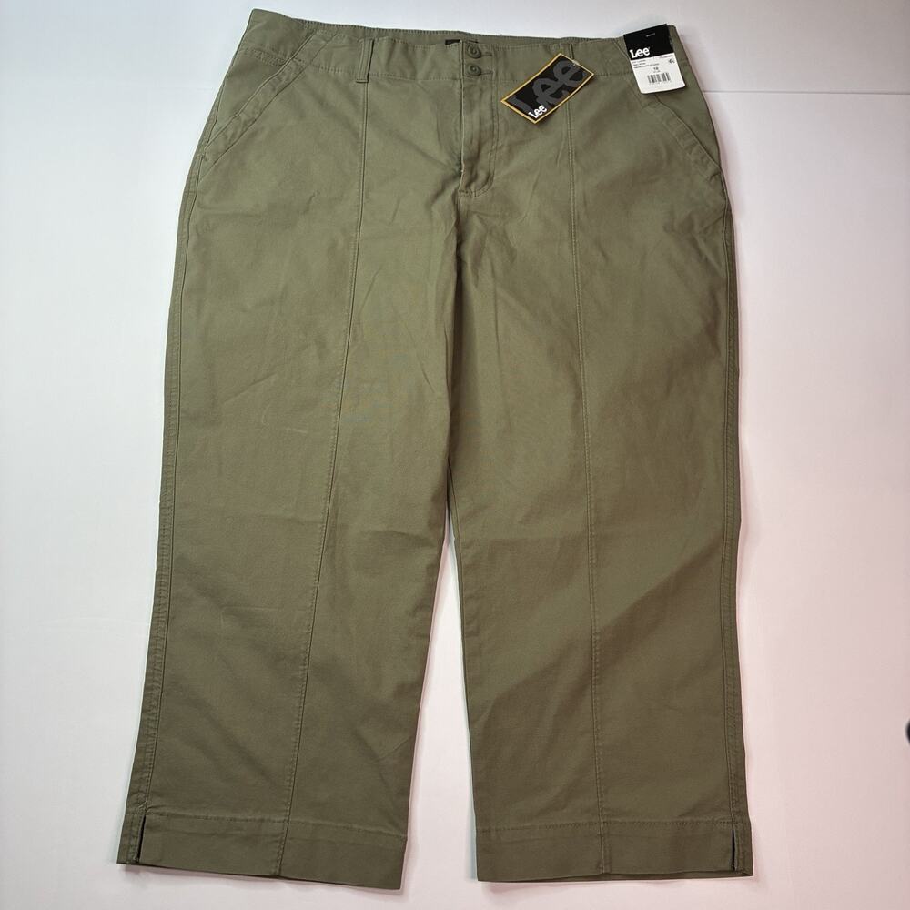 Lee Denim Capris Women's Size 18 Green Regular Fit Mid Rise Stretch Pockets
